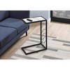 Monarch Specialties Accent Table C-Shaped End Side Snack Living Room Bedroom Metal Laminate White Marble Look Black Contemporary Modern - 2 of 4