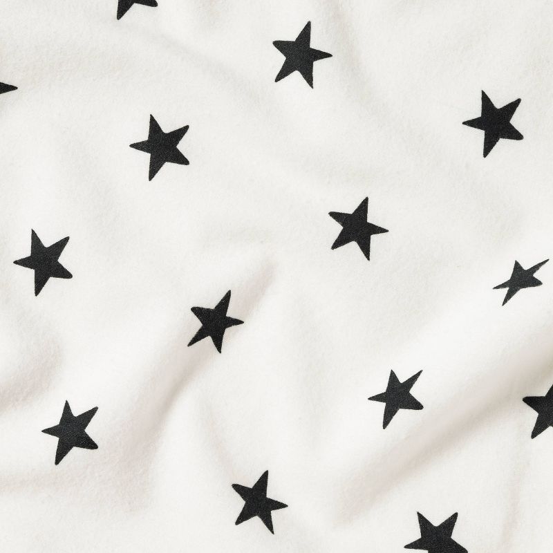 Flannel Fitted Crib Sheet Stars - Cloud Island&#8482; - Cream/Black, 5 of 7