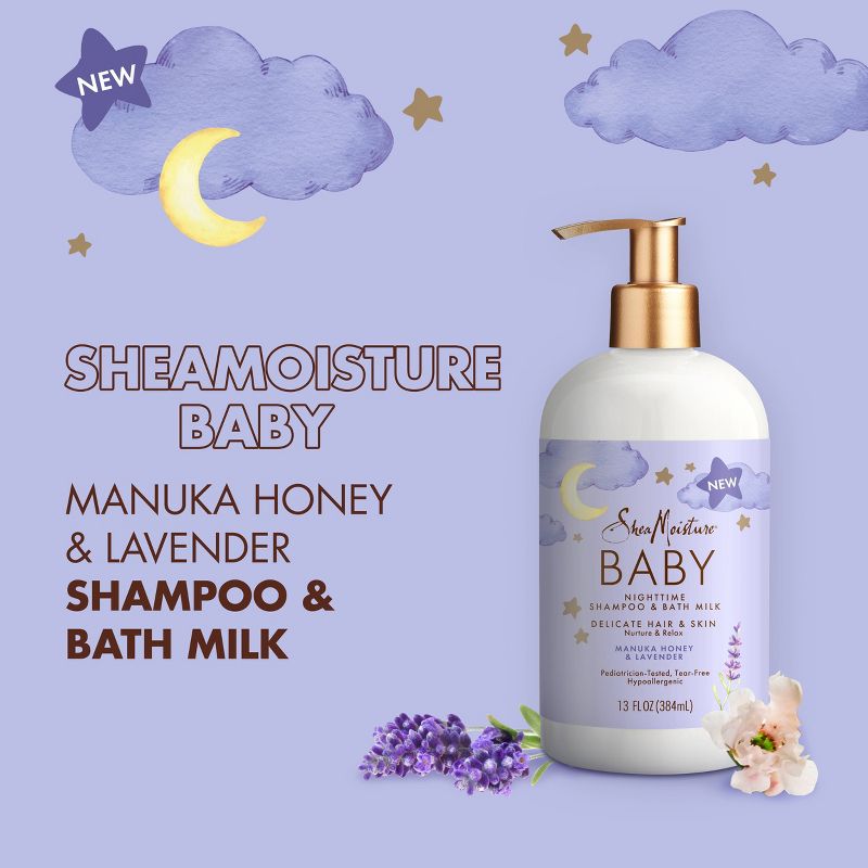 SheaMoisture Baby Manuka Honey &#38; Lavender Pump Nighttime Shampoo &#38; Bath Milk for Delicate Hair &#38; Skin - 13 fl oz, 5 of 12
