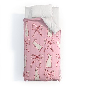 Deny Designs 3pc Twin/Twin XL thespacehouse Ribbon Bows and Bunnies Comforter and Sham Set Red - 1 of 4