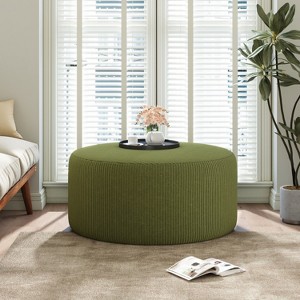 Lyngins Velvet Round Benches,Modern Upholstered Ottoman Bench for Living Room,Bedroom - 1 of 4