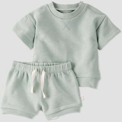 Image of Little Planet by Carter's Organic Baby 2pc Shorts Set - Green 3M