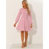Allegra K Women's Round Neck Work Office Button Decor Long Sleeve A Line Dress - 4 of 4