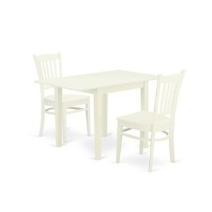HomeStock 3-Pc Linen White Finish Solid Wood Top Dining Table Set - 1 of 4