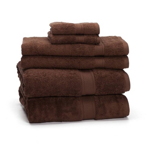Eluxury 900 Gsm 6 Piece Cotton Towel Set, Chocolate : Target