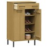 vidaXL Shoe Rack Solid Pine Wood and Metal - Brown - 3 of 4