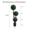 35"/45" Artificial Triple Ball Boxwood Topiary Tree Faux Milan Grass Balls for Indoor/Outdoor Porch, Garden & Home Decor, 1/2 Pack - 2 of 4