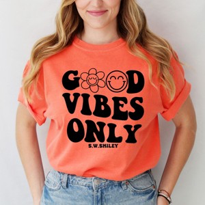 Simply Sage Market S.W.Smiley Good Vibes Only Smiley Face Garment Dyed Tee - 1 of 4