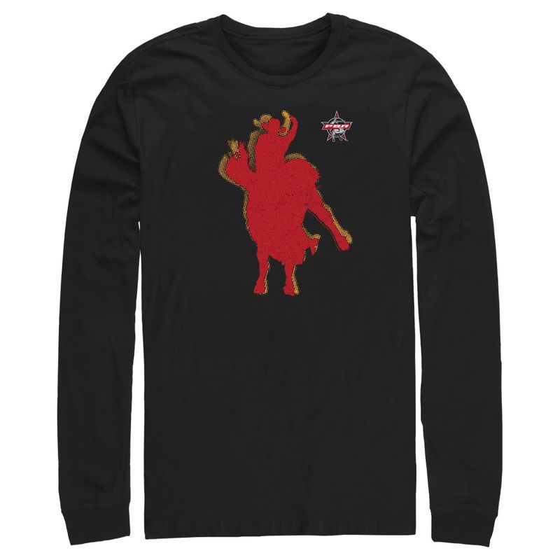 Men's Professional Bull Riders Red Cowboy Silhouette Long Sleeve Shirt, 1 of 5