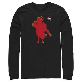 Men's Professional Bull Riders Red Cowboy Silhouette Long Sleeve Shirt