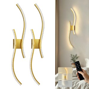 YANSUN 2-Pack Dual Wave Wall Lights, LED Built-in, 5W, 2700K-6000K, Remote Control, U.S. Two-Prong Plug, Type-C USB - 1 of 4