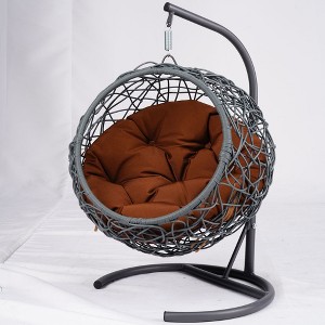 Cesicia Gray Cat Swing Bed with Stand & Cushion, Rattan Wicker Swing Chair, Hanging Swinging Cat Bed for Cats, Small Dogs, and Small Animals - 1 of 4