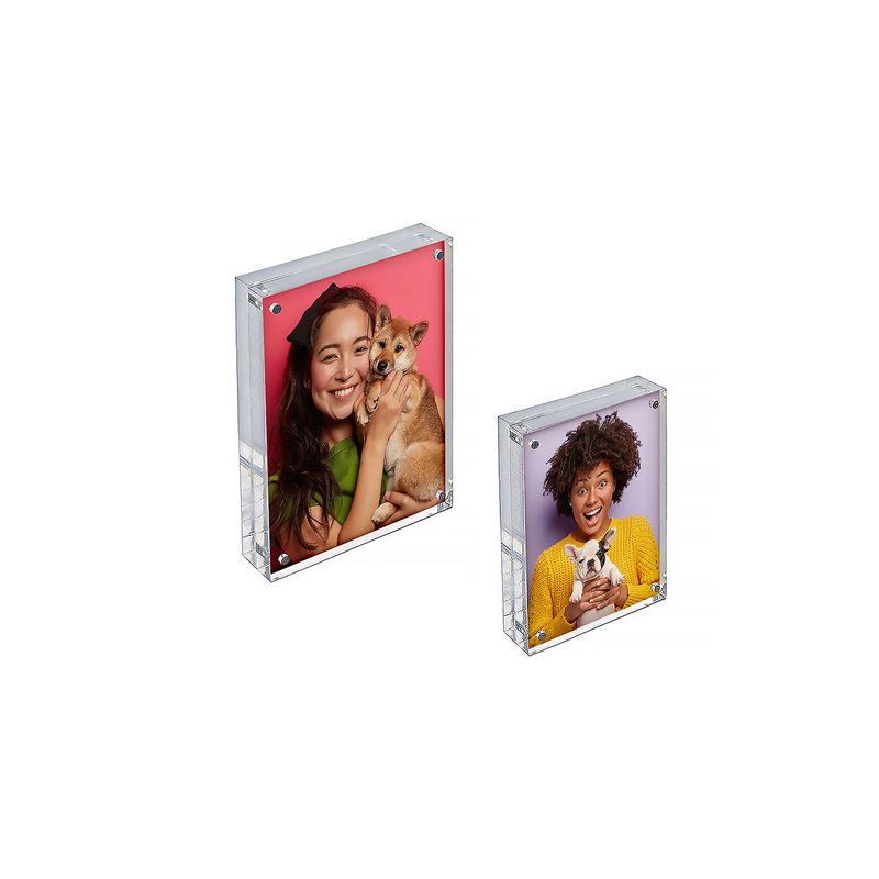 Azar Displays Clear Acrylic Magnetic Photo Block Frame Set with 4x6 and 5x7 size Frames, 1 of 10
