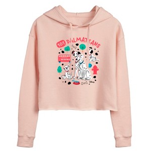 Women's - 101 Dalmatians - Collage of Dalmatian Family Cropped Graphic Hoodie - 1 of 2