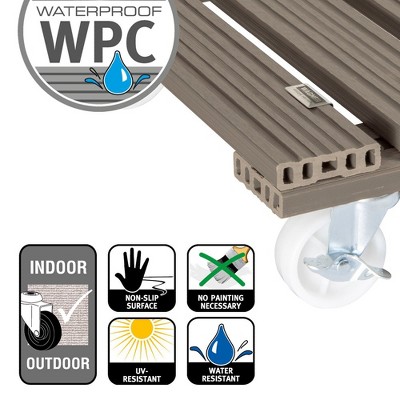 Taupe 15.4" Square Wood Plastic Composite Plant Caddy