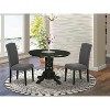 Round Dinette Set 3pc - 42" Table & 2 Parsons Chairs - Rustic Linen Fabric - Dark Grey Home Kitchen - 2 of 4