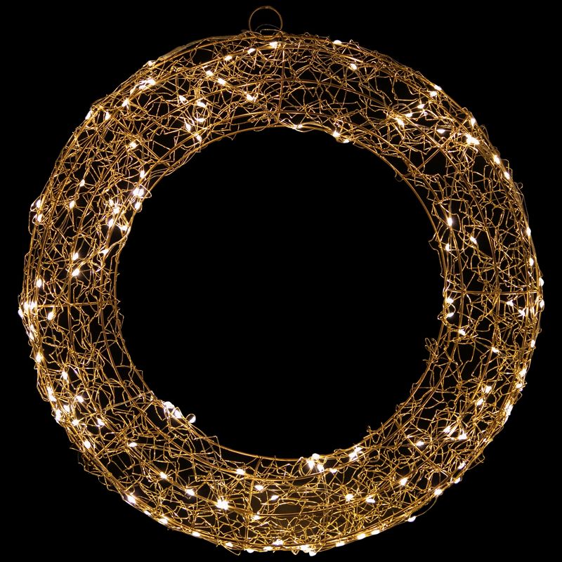 Northlight 18" LED Lighted Gold Wire Wreath Outdoor Christmas Decoration, 3 of 8