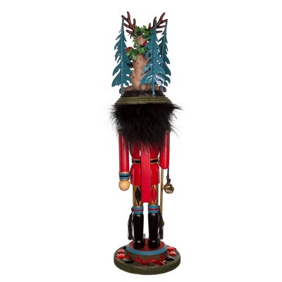 18-Inch Multicolored Wooden Nutcracker with Deer Hat