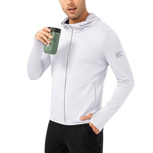 Anna-Kaci Active Men's Lightweight Zip-Up Hooded Jacket with Thumbholes and UPF 50+ Protection - 1 of 4