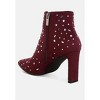 Sakura Diamante Embellished Microfiber Women Boots - 3 of 4