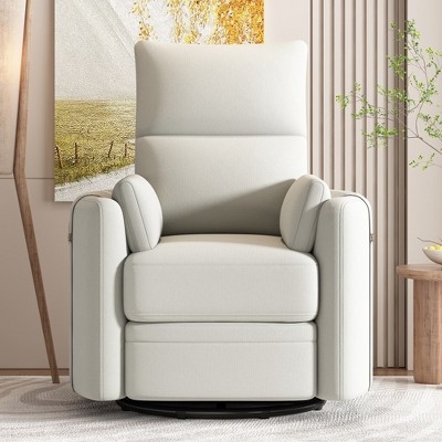 360 Degree Swivel Recliner Chair With Detachable Pillow, Backrest And Footrest, Curved Armrest Manual Home Theater Seating, Sofa Chair