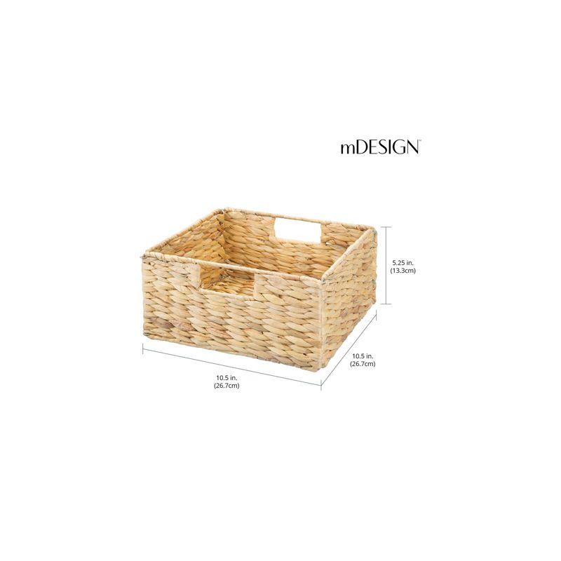 mDesign Woven Hyacinth Bin Basket Organizer with Handles, 4 of 10