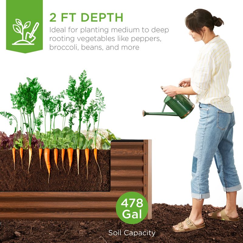 Best Choice Products 8x4x2ft Outdoor Metal Raised Garden Bed, Planter Box for Vegetables, Flowers, Herbs, 2 of 8