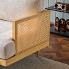 ModernLuxe 3-Seater Sofa, 72"W Boucle Sofa Couch with Square Arm, Wooden Frame and Cane Rattan Decor - 3 of 4