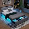 Tangkula Queen Size Bed Frame w/ 2 Storage Drawers LED Lights Slats Support Modern - 3 of 4
