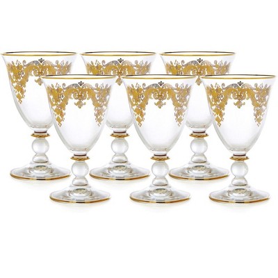 Classic Touch Set Of 6 Water Glasses With Simple Gold Design : Target