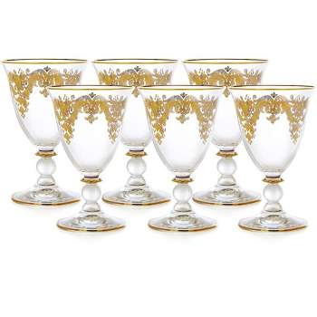 Set of 6 Black Wine Glasses with Clear Stem – Classic Touch Decor
