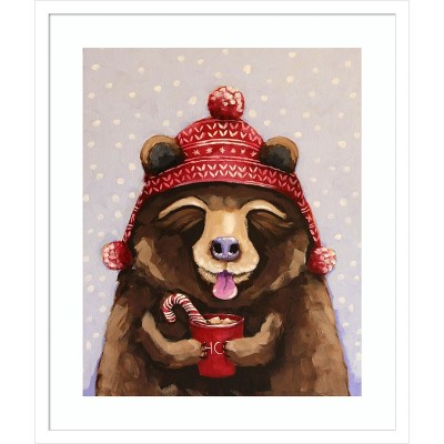 Amanti Art Hot Chocolate Bear by Lucia Stewart Wood Framed Wall Art Print 21 in. x 25 in.