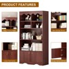 5-Tier Bookcase, 63 Inch Tall Bookshelf with Open Storage Shelves & Doors, Modern Wooden Floor Standing Display Storage Shelves, Home Decor Furniture - 3 of 4