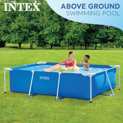Intex 86" Blue Rectangular Frame Above Ground Pool