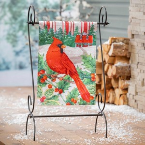 Evergreen Garden Flag Cardinal Holiday Farmhouse  Moire Double Sided Indoor Outdoor Decor 18" x 12.5" - 1 of 2
