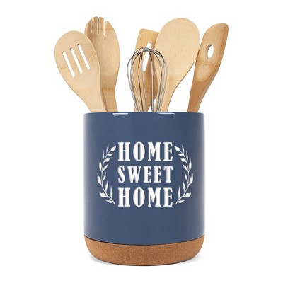 Elanze Designs Home Sweet Home Navy Blue X-Large Cork Bottom Kitchen Utensil Holder