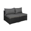 WestinTrends Outdoor Patio Rattan Wicker Armless Sofa with Cushions (Set of 2) - 2 of 3