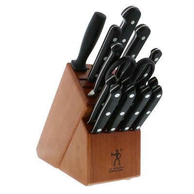 Henckels Classic 16-Piece Knife Block Set, Chef’s Knife, Serrated Utility Knife, Bread Knife, Steak Knives, Black