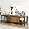 TV Stand with Storage, Rustic Brown Entertainment Center with Closed Cabinets and Open Shelves, Multi-Functional Media Console - 3 of 4