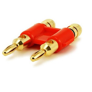 Monoprice Dual High-Quality Gold Plated Speaker Banana Plugs, Red - 1 of 3