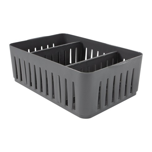 Simplify Stackable Organizer Bin With Adjustable Dividers Gray : Target