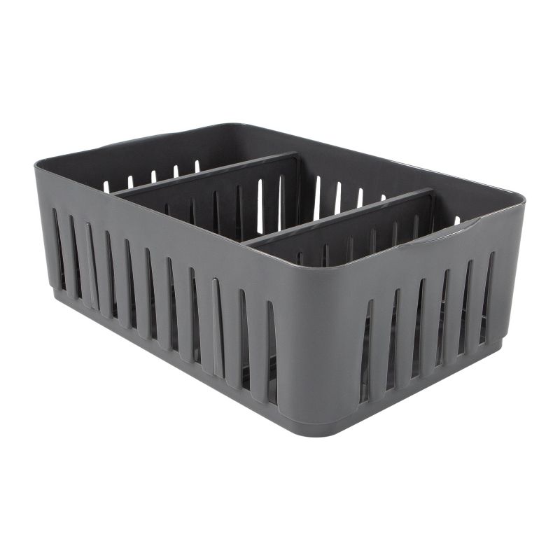 Simplify Stackable Organizer Bin with Adjustable Dividers Gray, 1 of 8