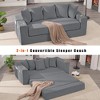 QingMoon Pull Out Loveseat Sofa, Foldable Floor Couch Bed, Corduroy Boneless Sofa with 5 Pillows, Side Pocket, Cup Holders for Living Room, Bedroom - 3 of 4