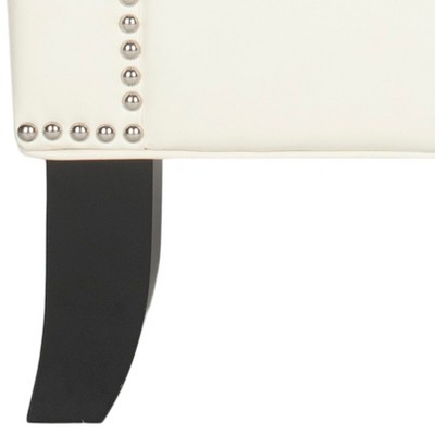 Contemporary White Faux Leather Arm Chair with Silver Nailhead Trim