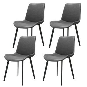 SKRAN Dining Chairs Set of 4, PU Leather Upholstered Seat with Sturdy Metal Legs and Comfort Backrest for Kitchen, Restaurant and Living Room - 1 of 4