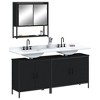 vidaXL 3-Piece Bathroom Furniture Set - Engineered Wood - Includes Black Wall-Mounted Mirror Cabinet and 2 Sink Cabinets, Ample Storage, Modern Design - 2 of 4
