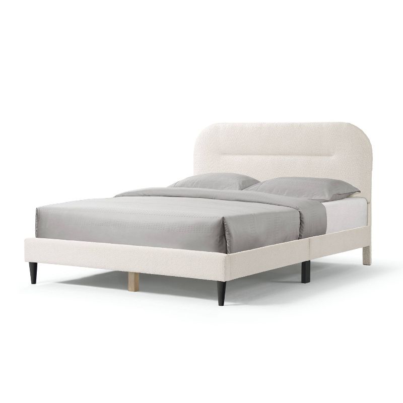HOMES: Inside + Out Queen Heartwild Modern Boucle Upholstered Rounded Platform Bed White, 1 of 21