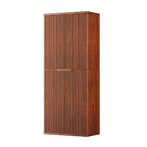ACEPANO 71.65 in. H Contemporary Grooved Wooden Kitchen Pantry Cabinet with Storage Function for Kitchen & Dining Room-Walnut - 1 of 4