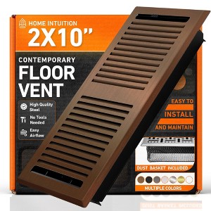 2X10 Floor Vent Cover Floor Register with Mesh Cover Trap, Heat and Air, Walkable Metal Floor Vent for HVAC Duct, Contemporary, Oiled Bronze - 1 of 4