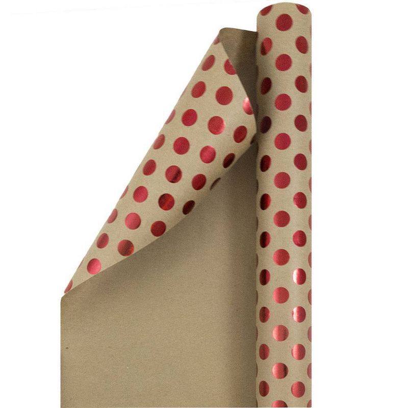 JAM Paper &#38; Envelope 2ct Foil Dotted Gift Wrap Rolls Green/Red, 3 of 6